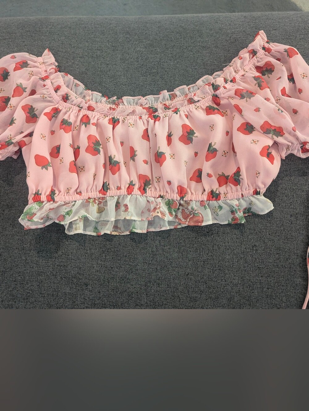Dolls Kill x Strawberry Shortcake Print Off-Shoulder Crop Top
